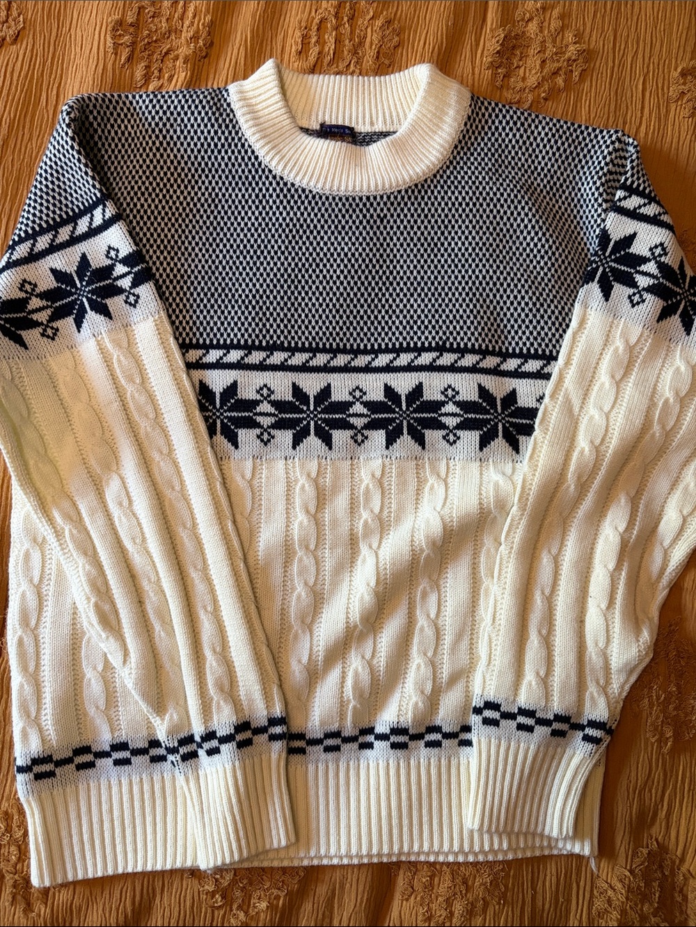 Vintage JC Penny Grandpa Sweater Knit Pullover Acrylic Red White Blue M